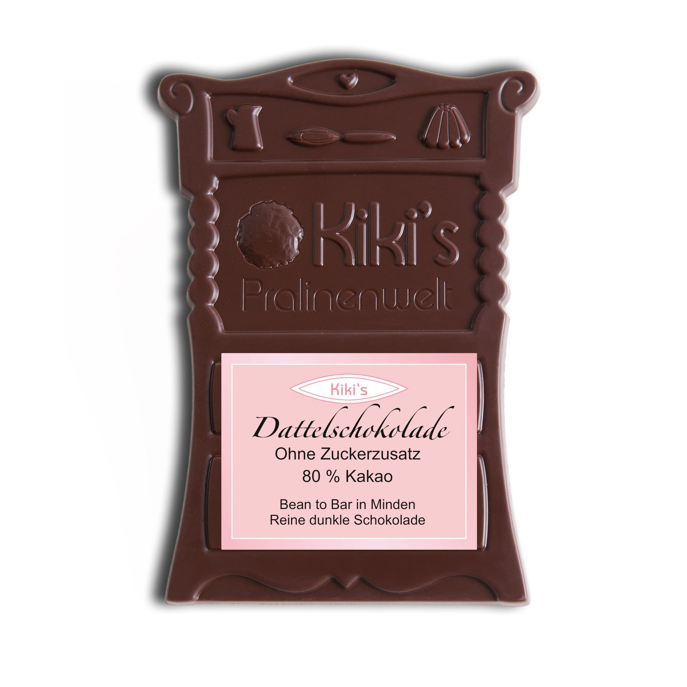 Bean to Bar Dattelschokolade ohne Zuckerzusatz von Kiki's Pralinenwelt