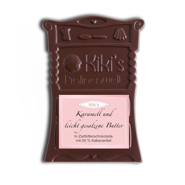 Tafelschokolade mit Karamell und leicht gesalzener Butter von Kiki's Pralinenwelt Tafelschokolade mit Karamell und leicht gesalzener Butter von Kiki's Pralinenwelt