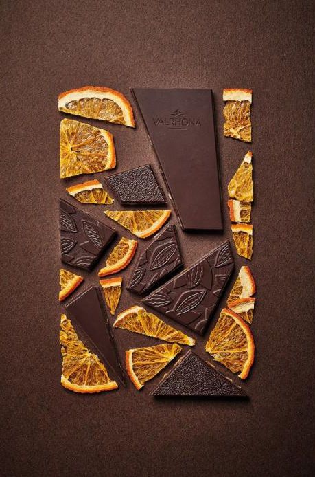 Manjari mit kandierter Orange. Tafel Schokolade von Valrhona.