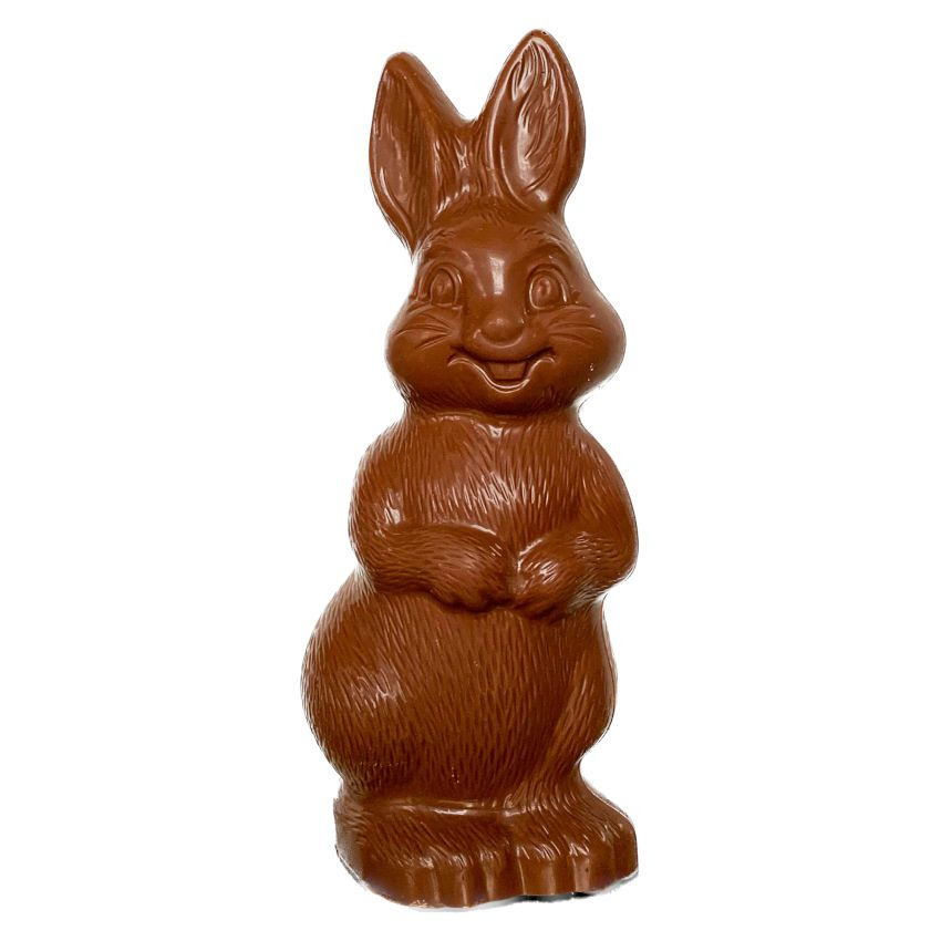 Osterhase aus Vollmilchschokolade 41% Kakao. Kiki's Pralinenwelt