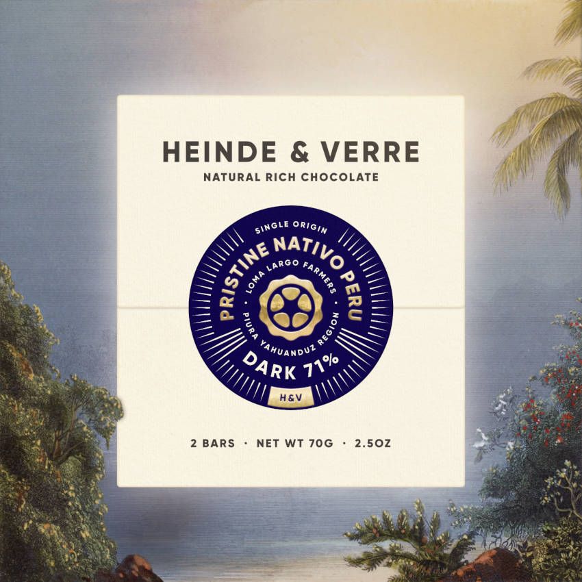 Pristine Nativo Peru Dark 71% - Dunkle Schokolade 70g von Heinde & Verre Pristine Nativo Peru Dark 71% - Dunkle Schokolade 70g von Heinde & Verre