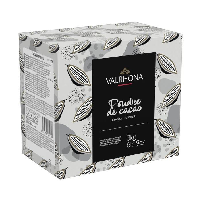 3kg Packung pures Kakaopulver von Valrhona. Karton mit 3 mal 1kg.