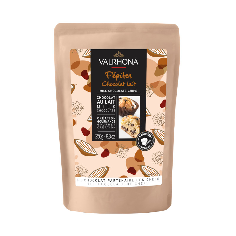 250g Beutel backfeste Milchschokoladen Tropfen - Pepites Lait 32 % von Valrhona