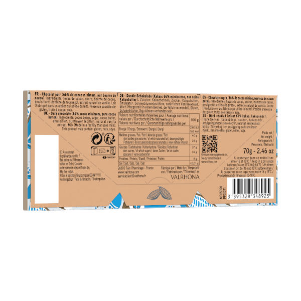 Caraibe 66 % - Grand Crus Tafel von Valrhona Rückseite