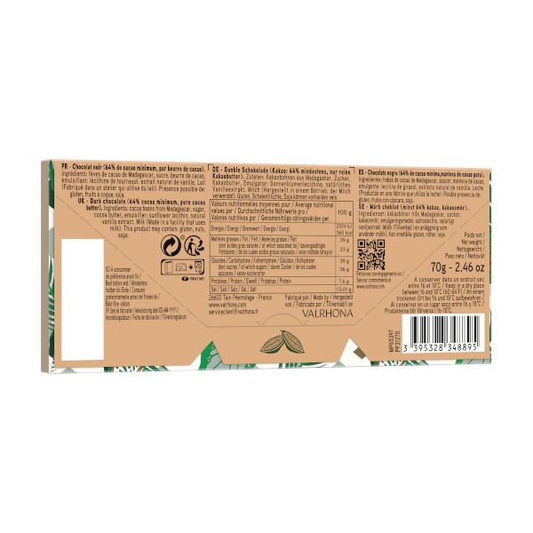 Manjari 64 % - Single Origin Tafel von Valrhona - Rückseite