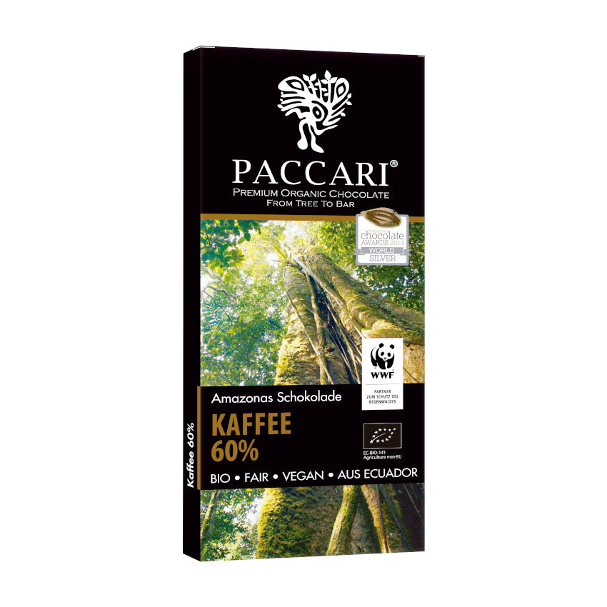 Bio Schokolade Paccari mit Kaffee, 60 % Kakao