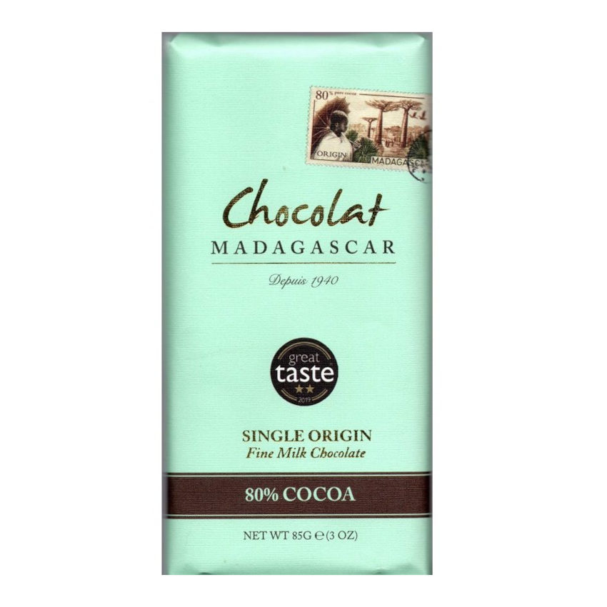 Dunkle Milchschokolade 80% Kakao - Chocolat Madagascar 85g Tafel