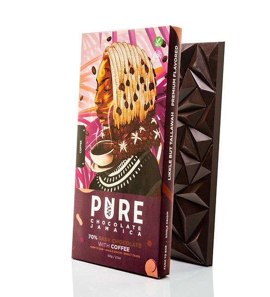 Dunkle Schokolade mit Blue Mountain Kaffee 70% Tafel - PURE Chocolate
