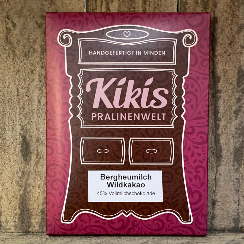 Kiki's Schweizer Heumilch Wildkakao Schokolade 45% Kakao
