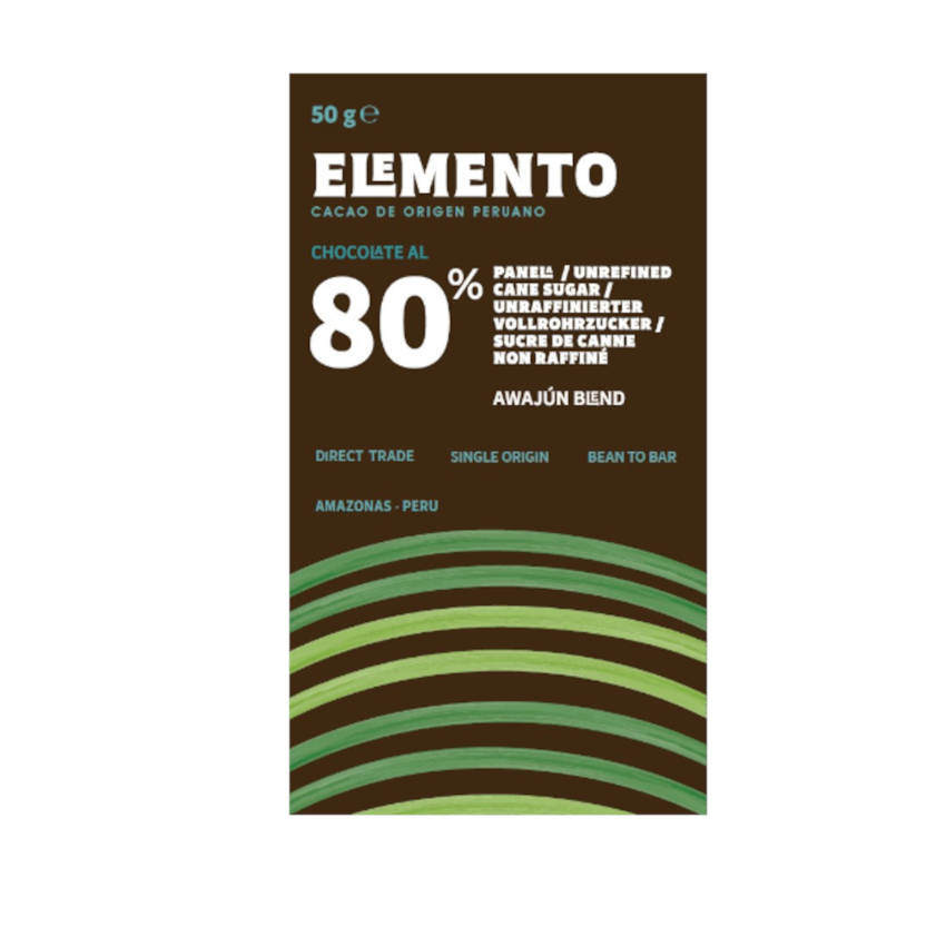 Amazonas Awajún 80% Schokoade mit Panela | Elemento | Tafel 50g