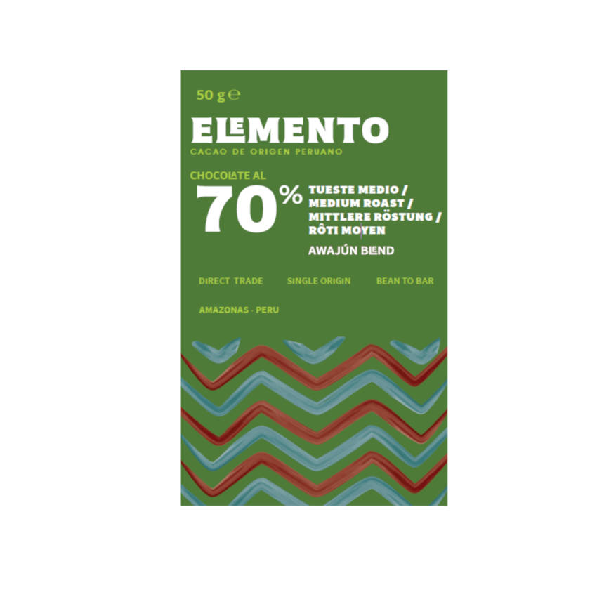 Amazonas Awajún 70% Schokoade mittlere Röstung | Elemento | Tafel 50g