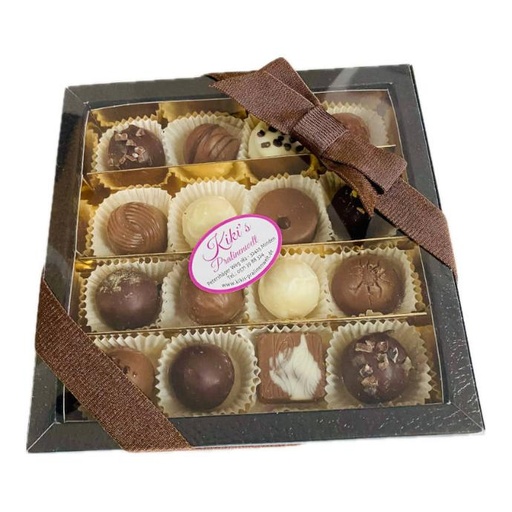 [16er-schwarz] 16 edle Trüffel und Pralinen in Geschenkpackung Schwarz/Klarsicht