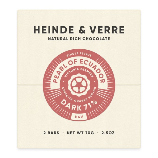 [170286] Pearl of Ecuador Dark 71% - Dunkle Schokolade 70g von Heinde & Verre