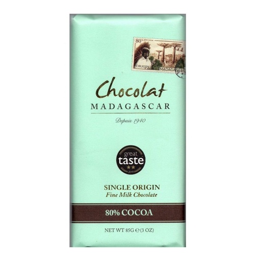 [170269] Dunkle Milchschokolade 80% Kakao - Chocolat Madagascar 85g Tafel