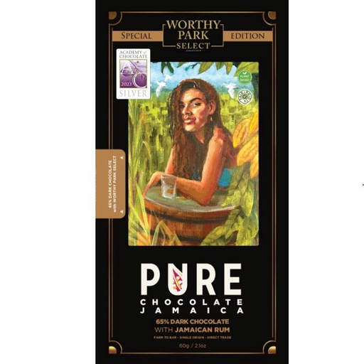 [170475] Dunkle Schokolade mit jamaikanischem Worthy Park Rum 65% Tafel - PURE Chocolate