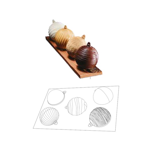 [170547] Christbaumkugeln Schokoladenform 12435 Valrhona