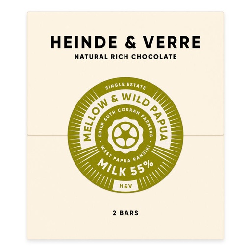 [170591] Mellow & Wild Papua Milchschokolade 55% - 70g von Heinde & Verre