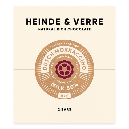[170595] Dutch Mokkaccino Milk 50% - Milchschokolade mit Kaffee 70g von Heinde & Verre